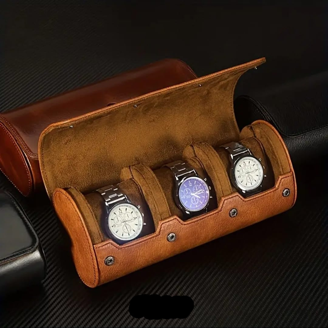 Estuche de Viaje Café Claro (3 relojes)