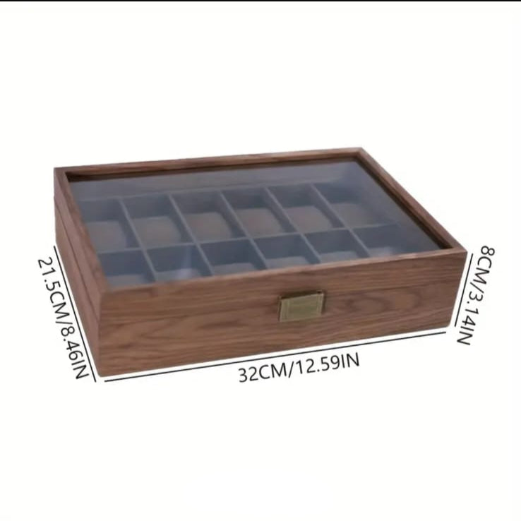 Caja 12 Relojes Acabado Madera